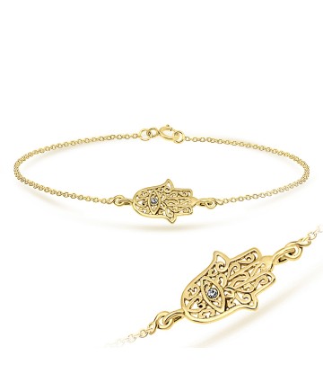 Gold Plated Palm Shaped Silver Bracelet BRS-31-GP